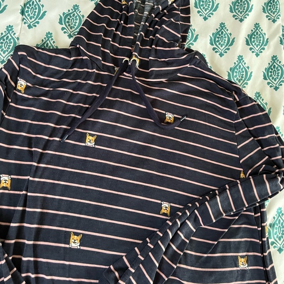 Kohl's Tops - Striped Corgi Hoodie Long-Sleeved Shirt